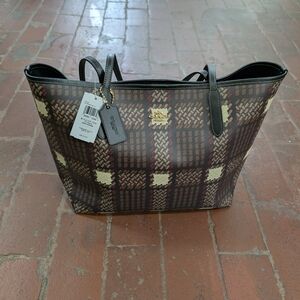Coach Plaid City Tote Bag NWT!!